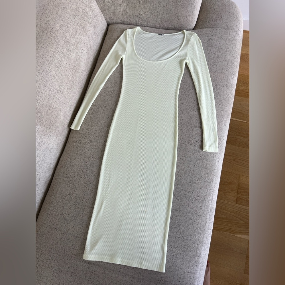Monrow Cream Long Sleeve Dress